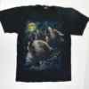 Schwarzes kurzärmliges T-Shirt mit Aufdruck Wölfe