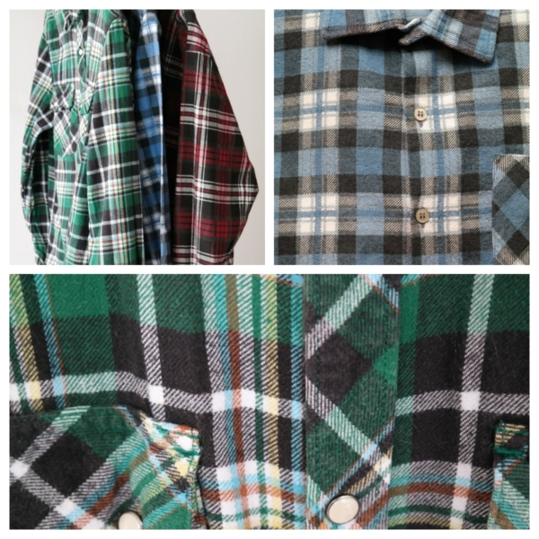 Vintage Flanell Hemden kariert, Holzfällerhemden.