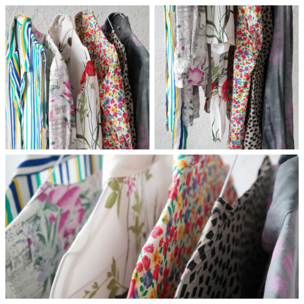 Vintage viscose blouses with a mix of patterns, summer flair