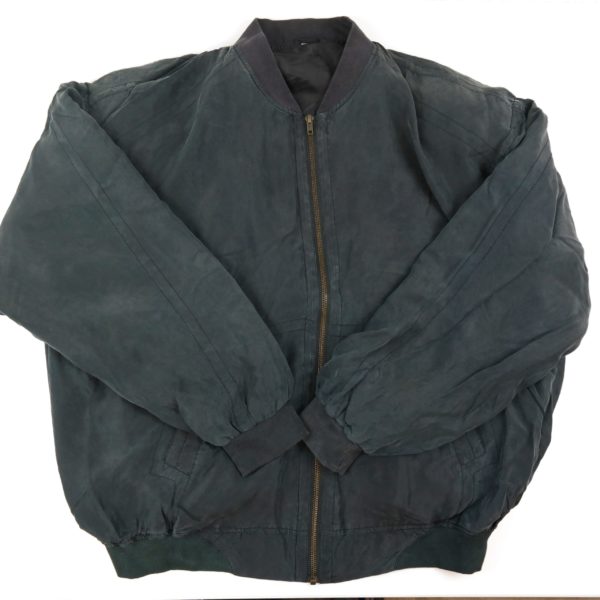 Vintage silk bomber jacket in black in 90's style