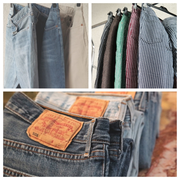 Vintage Hosen, von Jeans bis Sporthosen in verschiedenen Farben und von vielen Marken